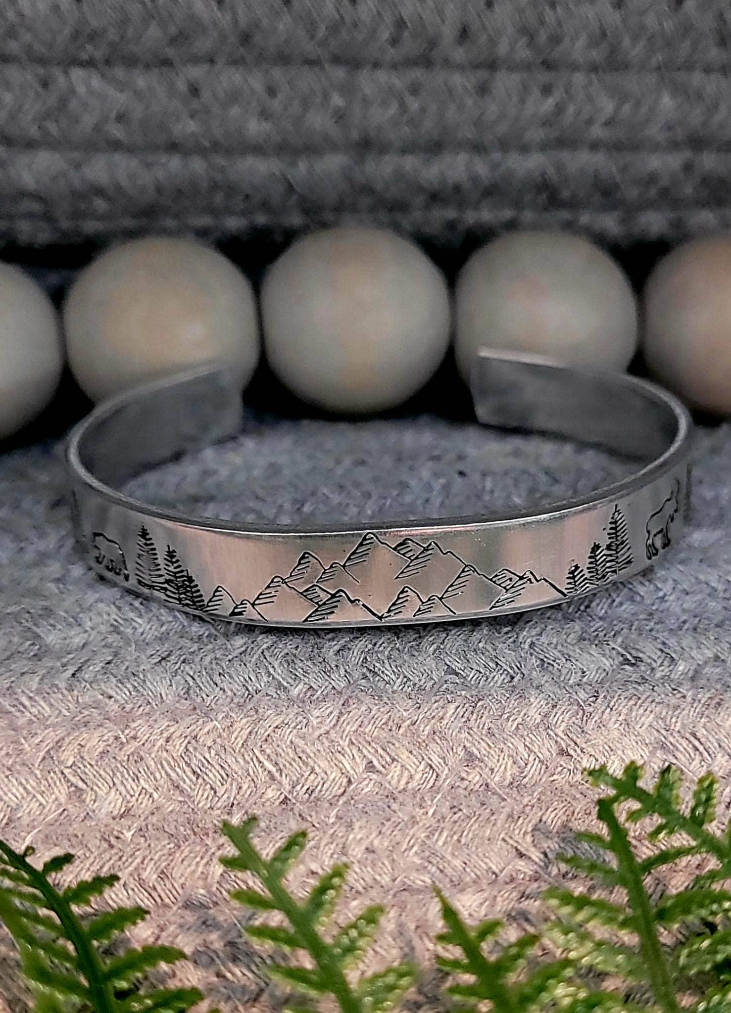 Jangles by Jan - Wholesale Cuff Bracelet - Hand stamped mountain scene aluminum cuff1