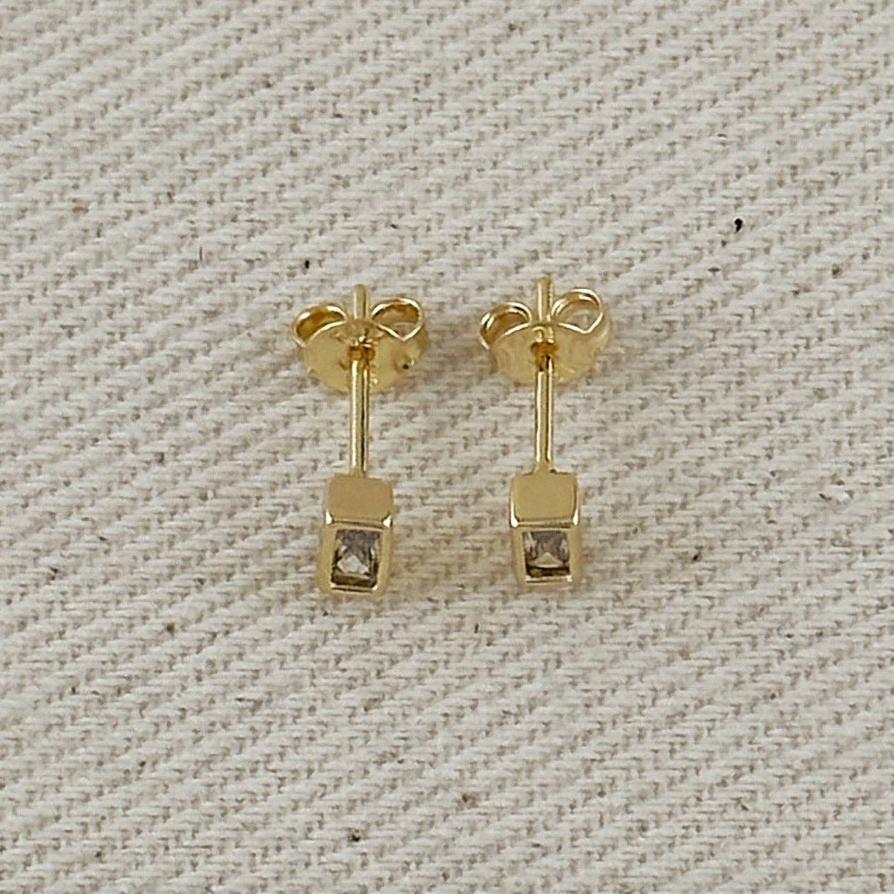 GoldFi - Wholesale Stud/Post Earrings - 18k Gold Filled Mini Bezel Baguette Stud Earrings4