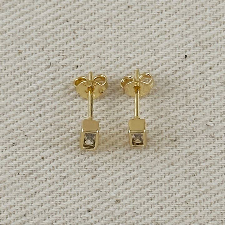 GoldFi - Wholesale Stud/Post Earrings - 18k Gold Filled Mini Bezel Baguette Stud Earrings4