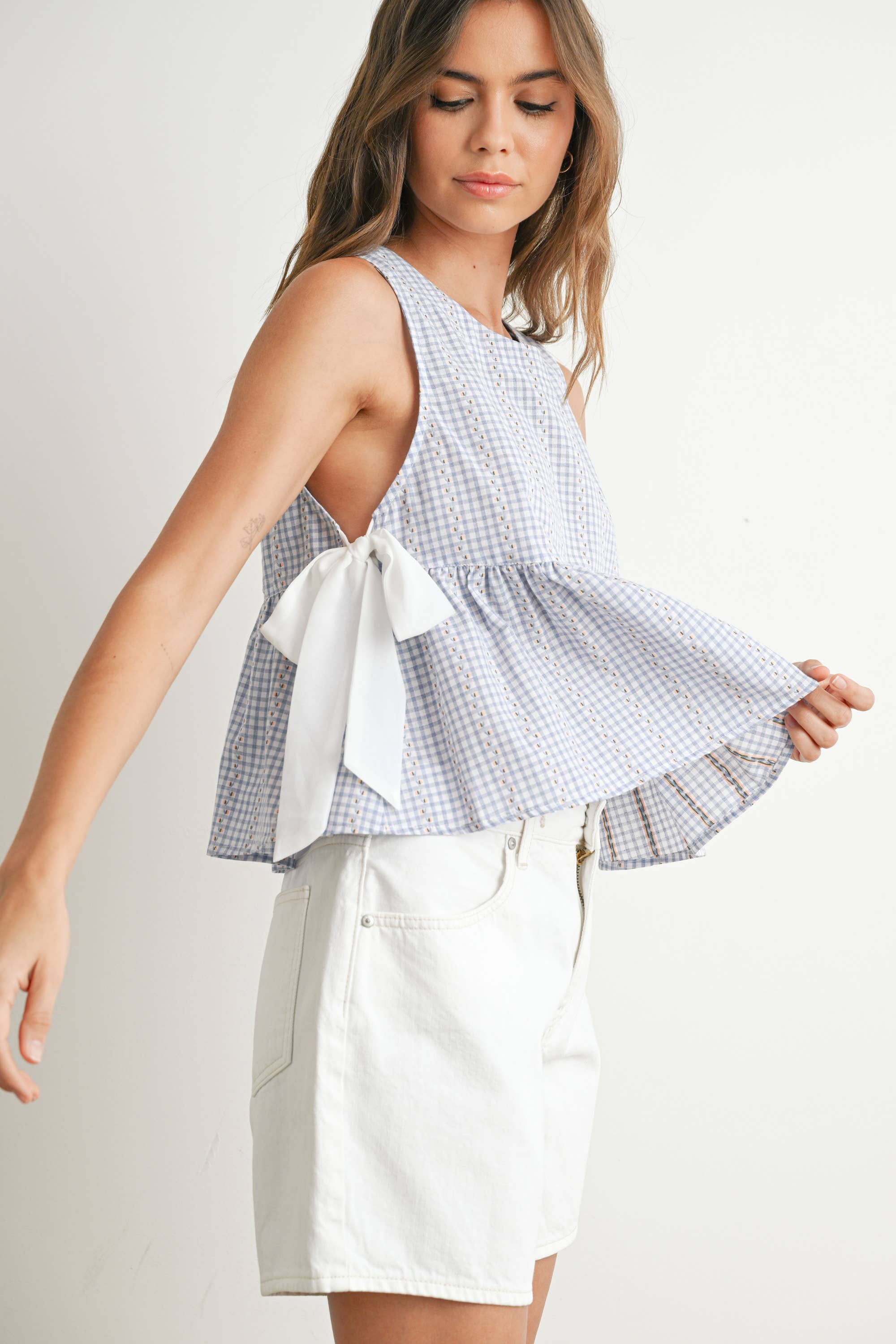 BUTTERMELON - Wholesale Blouse - Women's - Sky Meadow Peplum Top - BMT77507