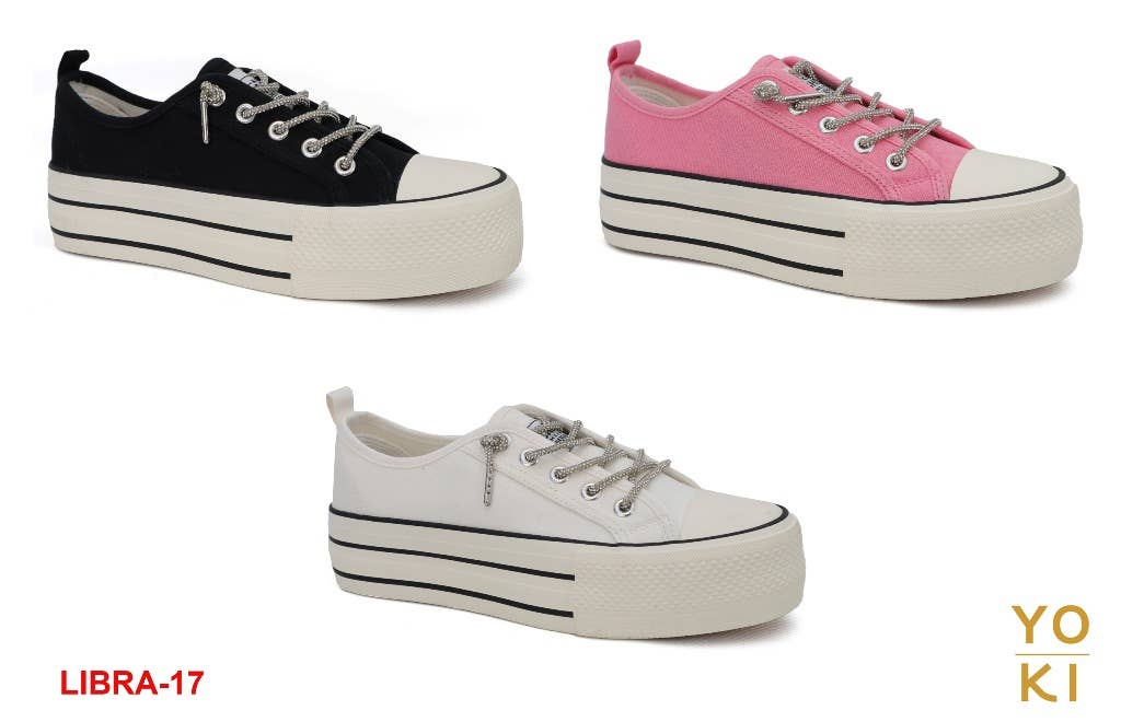 Yoki Fashion - Wholesale Lifestyle Sneakers - Women's - YOKI womens  LIBRA-17 Platform Crystal Lace Up Sneaker2