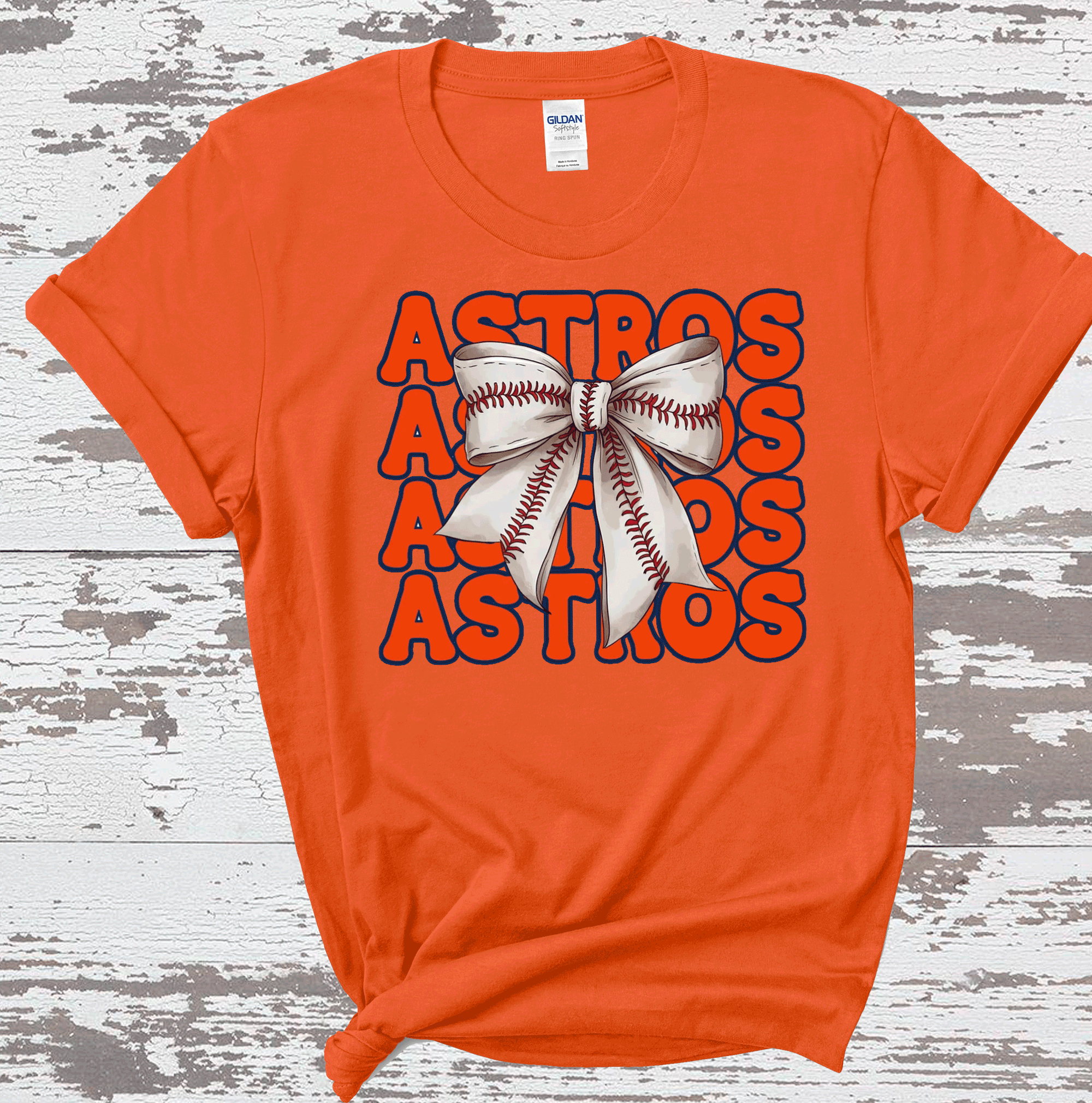 A Blessed Texas Mess Boutique - Wholesale T-Shirt (Graphic) - Women's - Astros Baseball Texas Little League Baseball coquette bow4