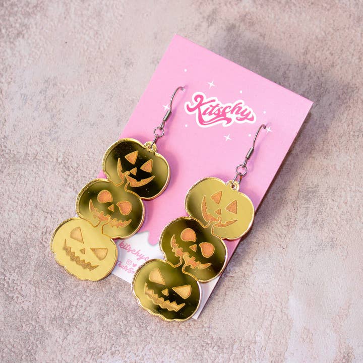 Kitschy - Wholesale Dangle Earrings - Jack O'Lantern Earrings Laser Cut Acrylic1