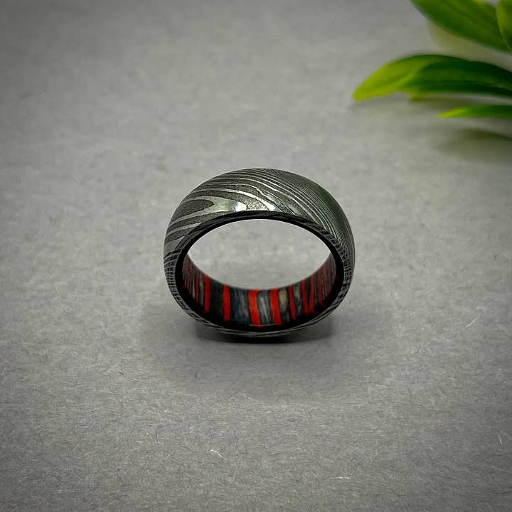 RustyStudioUSA – Großhandel Ehering/Ring – Damaststahl-Ringband Individuelle Breite Damast-Ring Gedrehter Damast Holzoptik Herren Ehering Herren Verlobungsring Herren Band