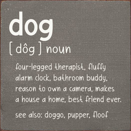 SAWDUST CITY – Engroshandel Skilt – Hund [hund] navneord - Firbenet terapeut, blødt træskilt0