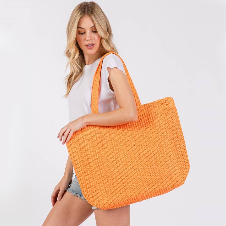 Hana - Wholesale Tote Bag - Women's - Solid Color Crochet Summer Straw Tote Bag19