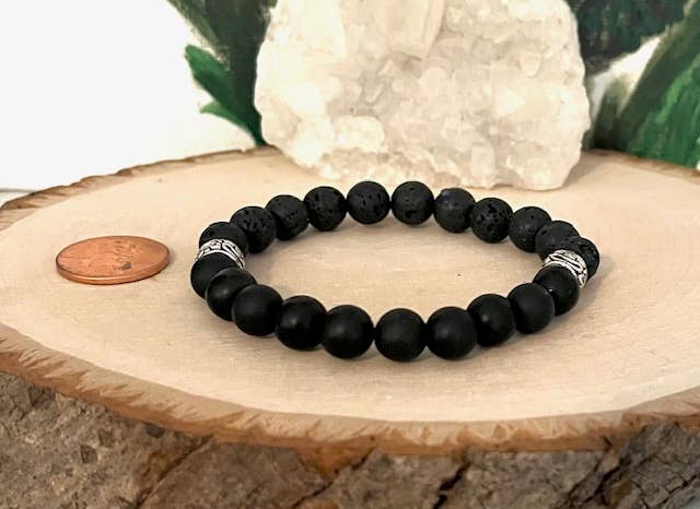 Jewels For Hope - Wholesale Beaded Bracelet - Men's Onyx and Lava Stone Bracelet1