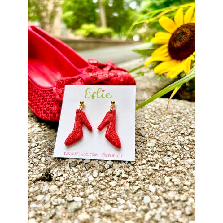 Eflie - Wholesale Dangle Earrings - Oz Inspired Ruby Slippers Sparkling Dangle Earrings3