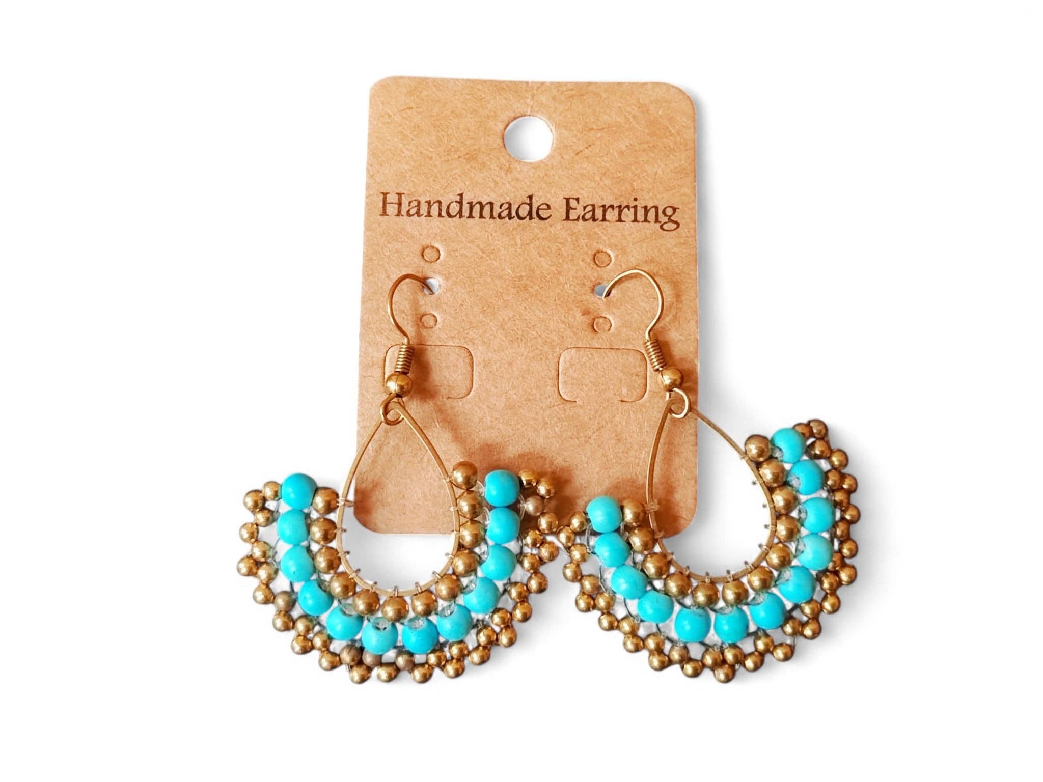 No War Factory s.r.l. - Wholesale Dangle Earrings - "Siam Aura" Earrings – Turquoise & Handmade Gold