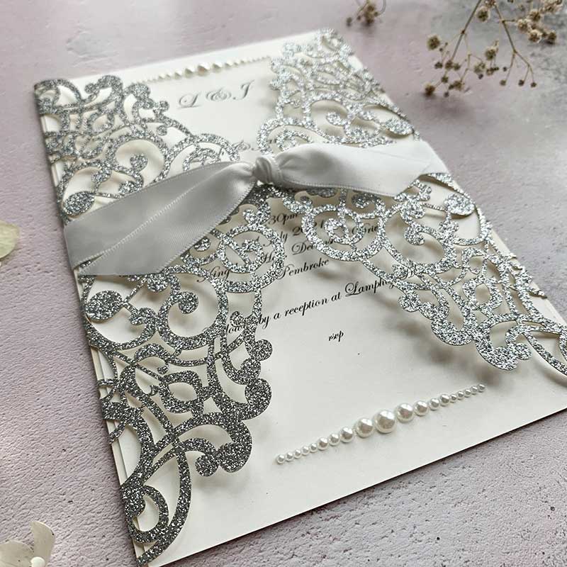 Imaginediy – wholesale Invitations – Lavish Glitter Laser Cut in Silver3