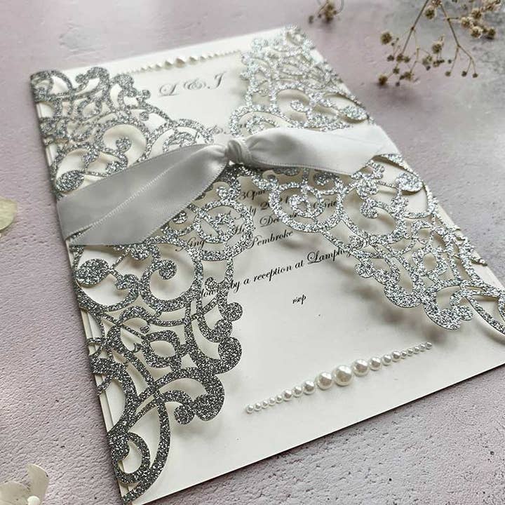 Imaginediy – wholesale Invitations – Lavish Glitter Laser Cut in Silver3