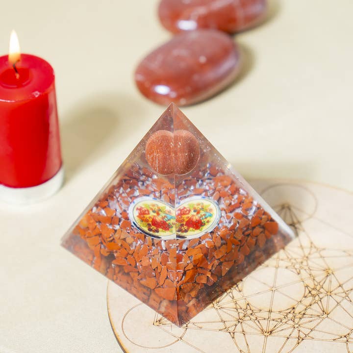 Orgone Pyramid | Red Jasper Pyramid | Crystal Energy Pyramid for wholesale by Soothing Crystals