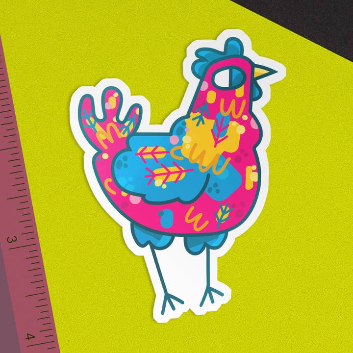 Pink Pansexual Chicken Sticker for wholesale by Disgaybled Designs
