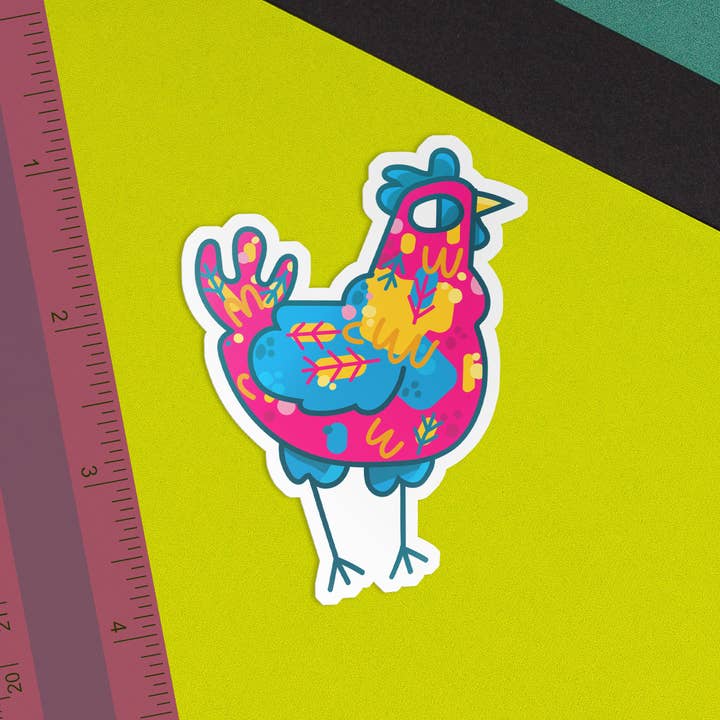 Roze pansexual Chicken Sticker voor wholesale door Disgaybled Designs