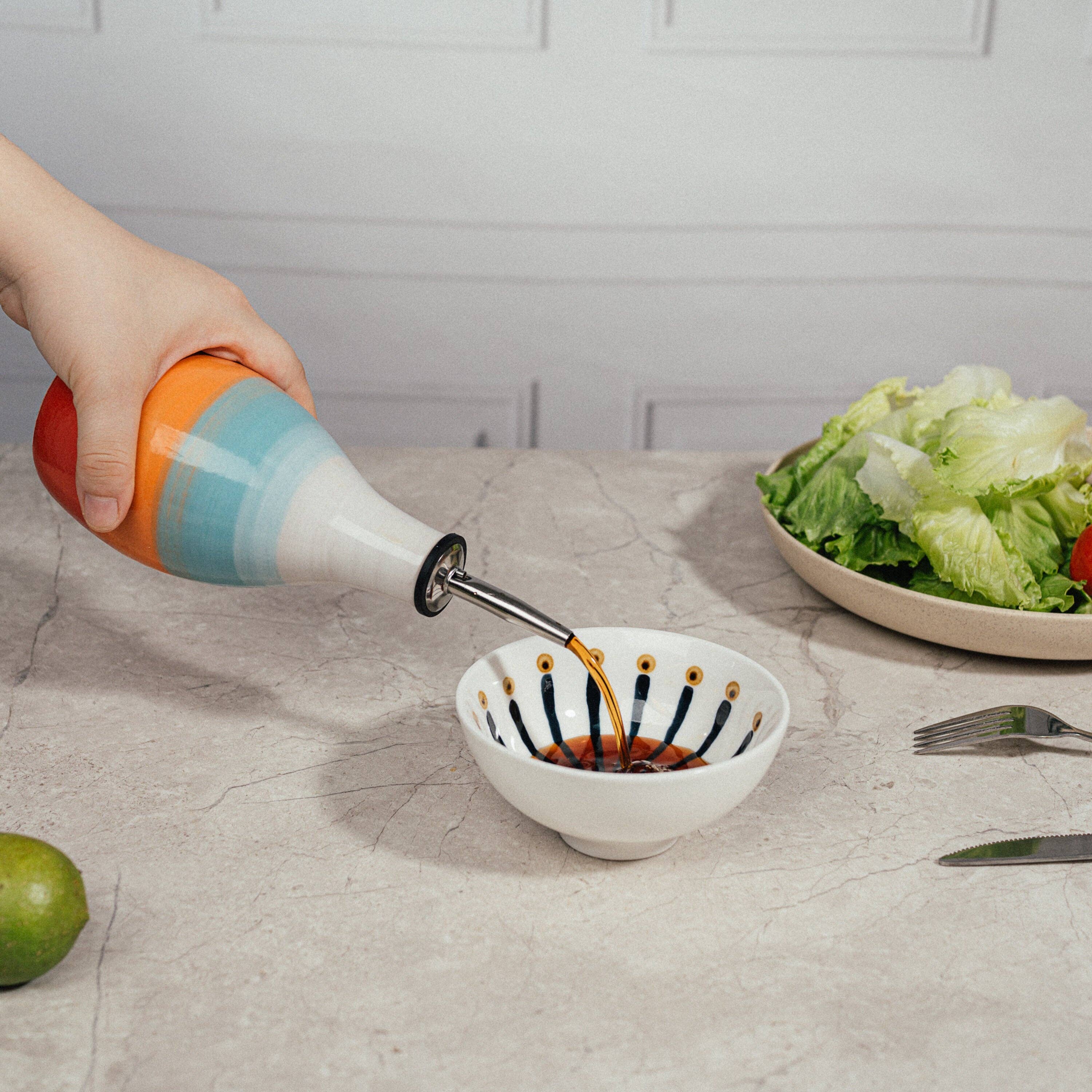 The Wine Savant /  Khen Glassware - Wholesale Oil/Vinegar Dispenser - Cruet Ceramic Olive Oil Dispenser Bottle - 400ml Vinegar1