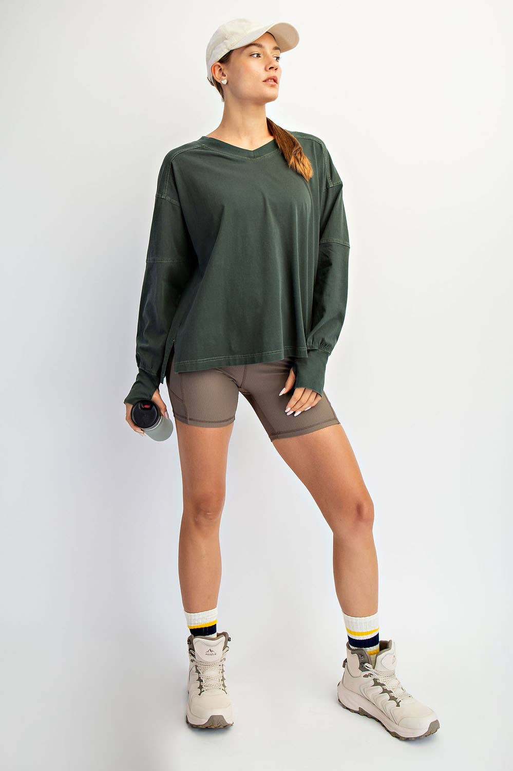 Rae Mode - Wholesale Lounge Top - Women's - PIGMENT WASHED COTTON V-NECK TOP11