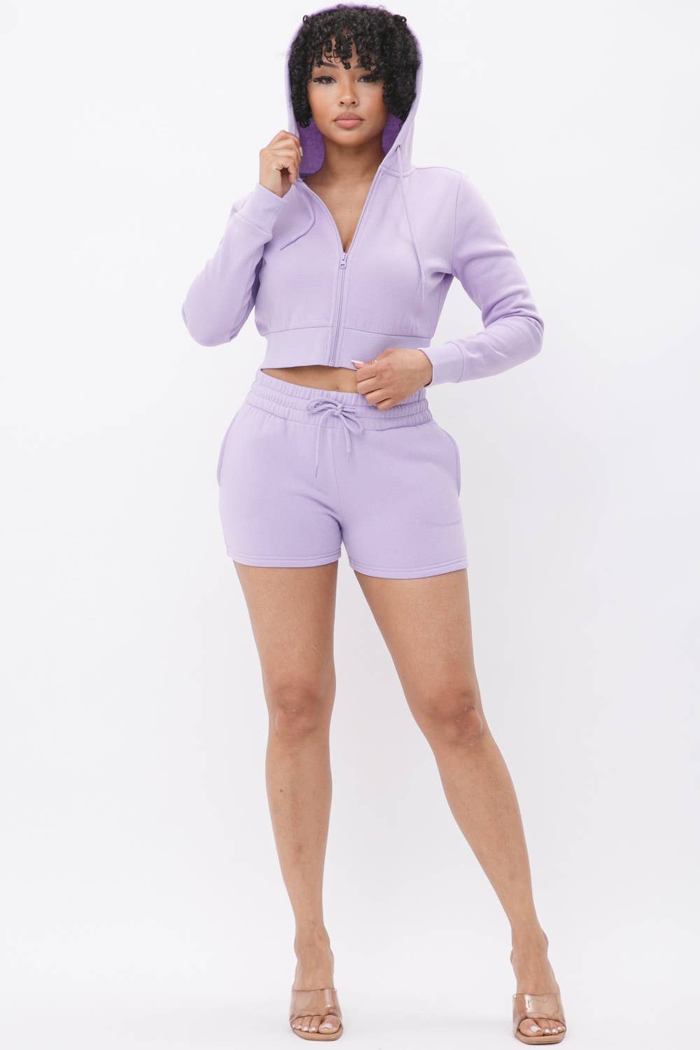 Boswell - Wholesale Lounge Set - Women's - French Terry Hoodie and Short Set With Pockets19