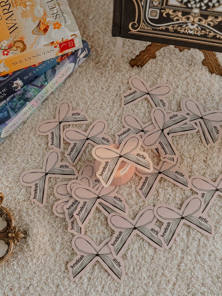 Bowkish (Bookish) Girlie Coquette Sticker for wholesale by Fabled Folke