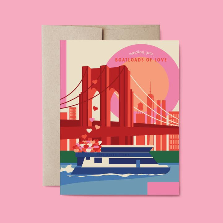 Belle Belette - Wholesale Love Card - Brooklyn Sending Boatloads of Love Card