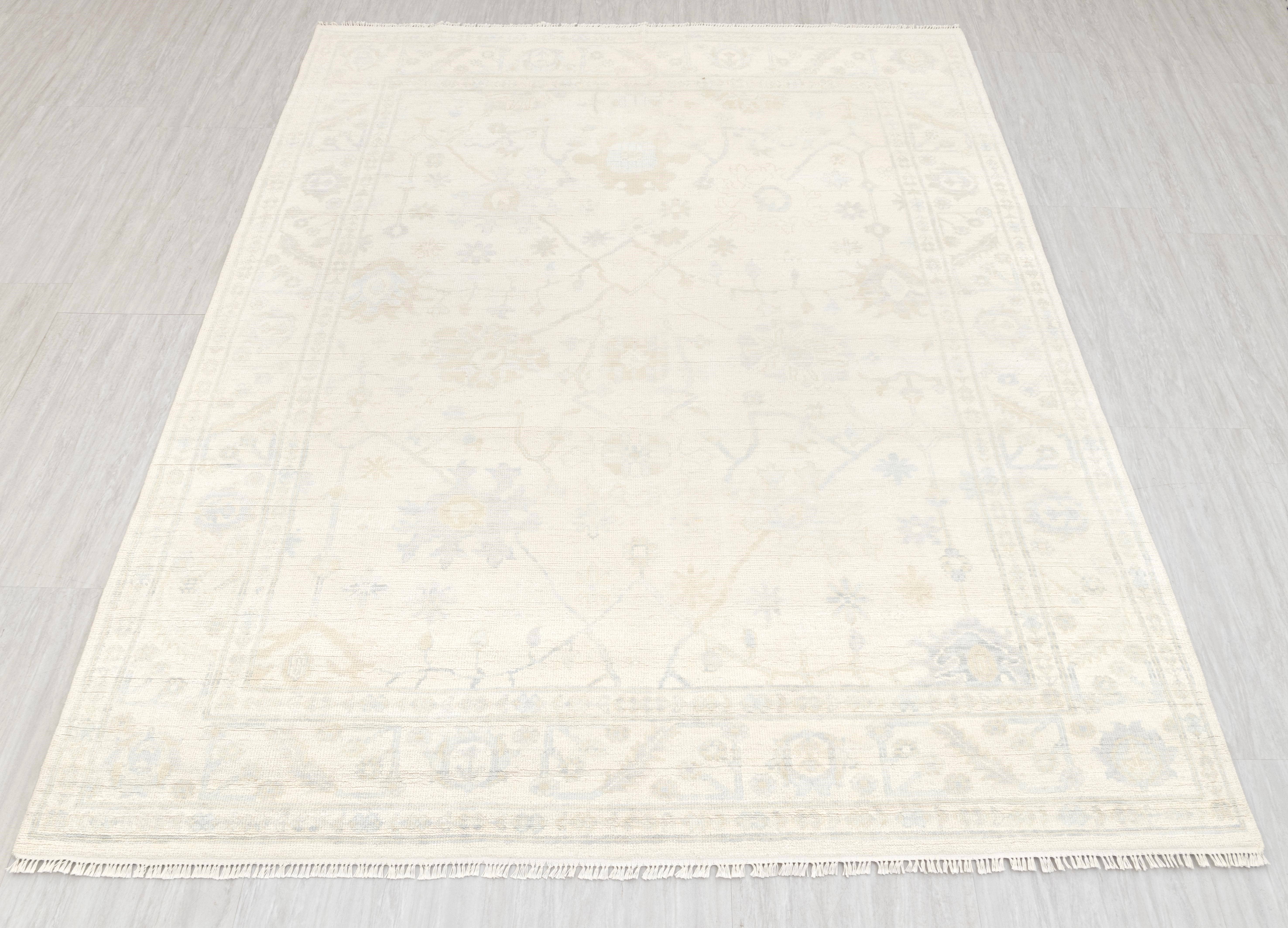 Aesthetic Homes LLC - Wholesale Area Rug - Ivory Cream Oushak Rug | Neutral Wool Hand-Knotted J-16591