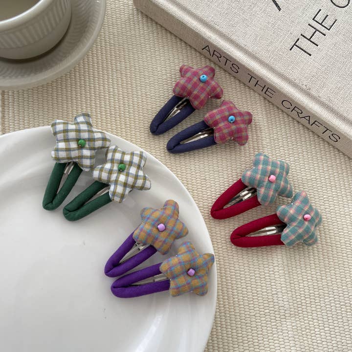 Barrettes Étoile Vichy pour Enfants (KIHA) pour la vente par LoveLina