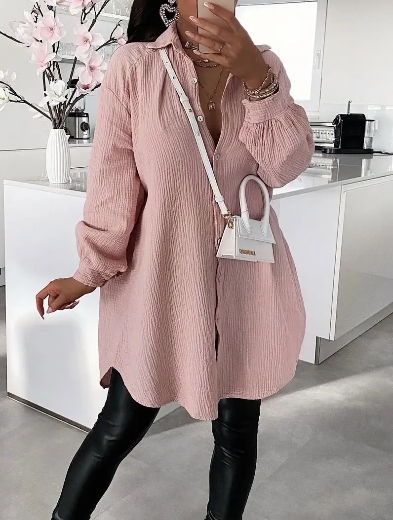 ESTEE BROWN - Wholesale Button Down Shirt - Women's - Cotton gauze shirt dress - 75562