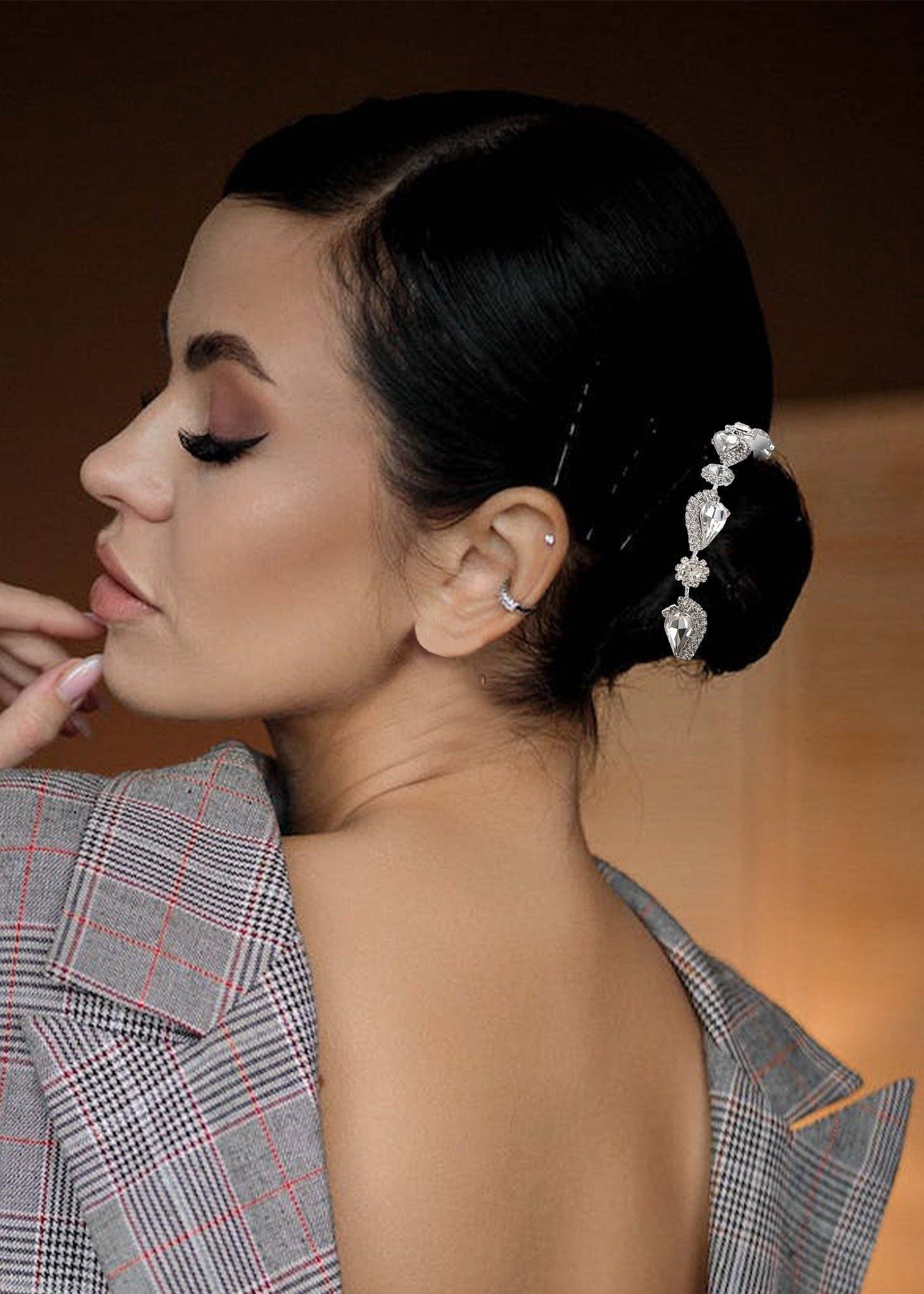 Plata Tiaras de Novia Plateadas Vid de Cabello de Cristal de Circonio de venta al por mayor en Faire5