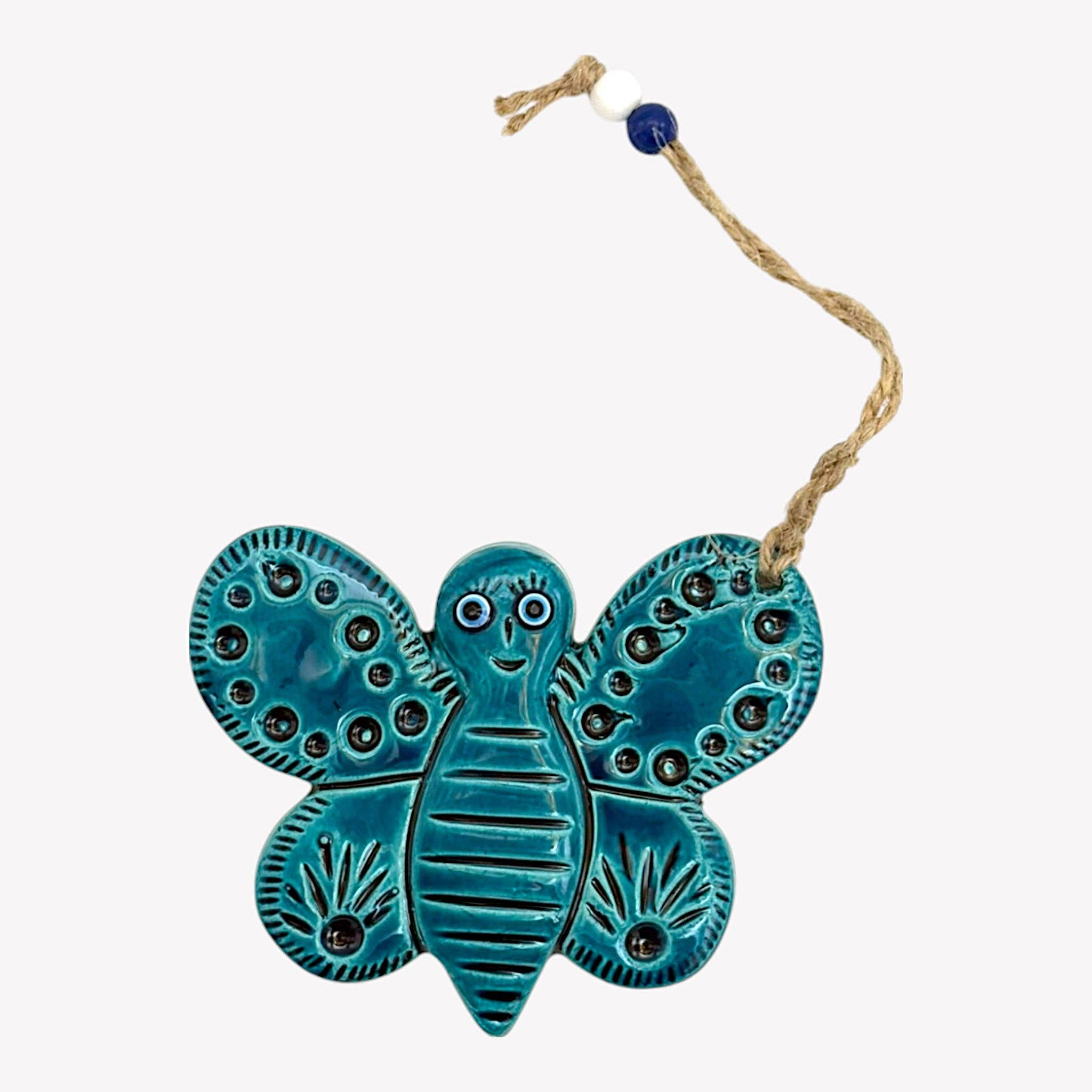 cotonIQ - Vendita all'ingrosso Decorazione da parete 3D - Decorazione da parete in ceramica - Farfalla - Turchese - 13x10x2cm0