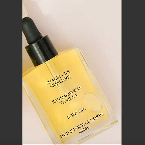 Sandalwood Vanilla Body Oil for wholesale by ShakeLuxe Skincare