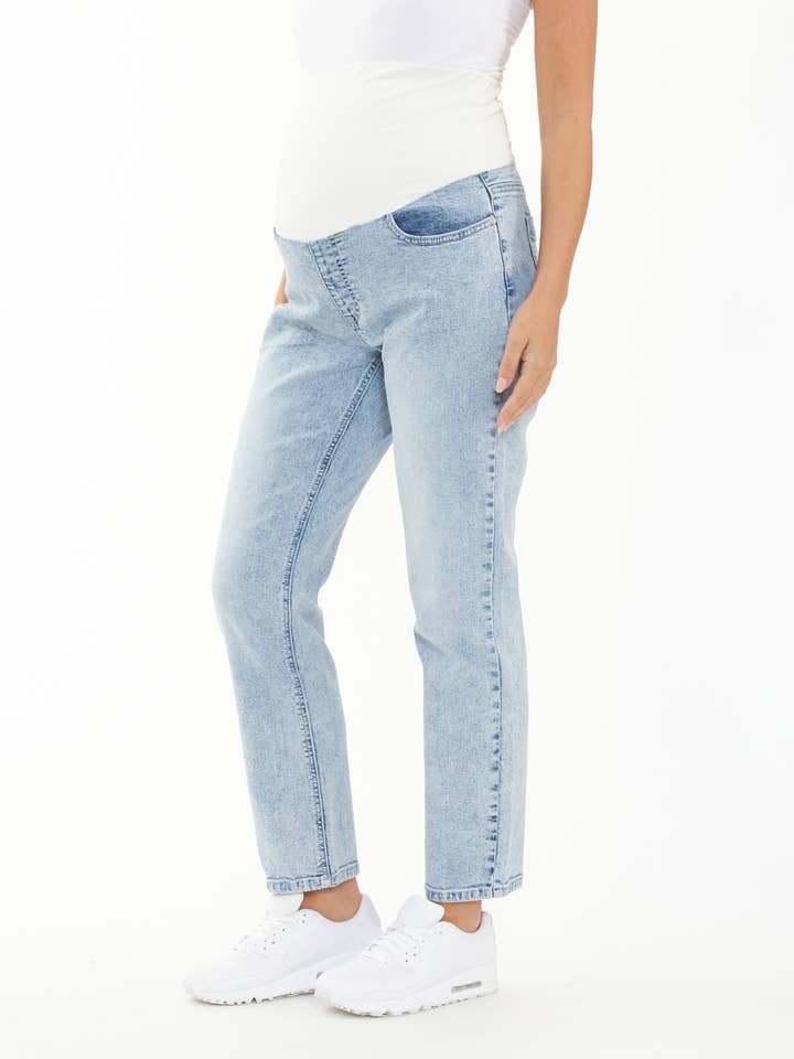 Nova Over Bump Crop Jean Blue Haze for wholesale by Ripe Maternity