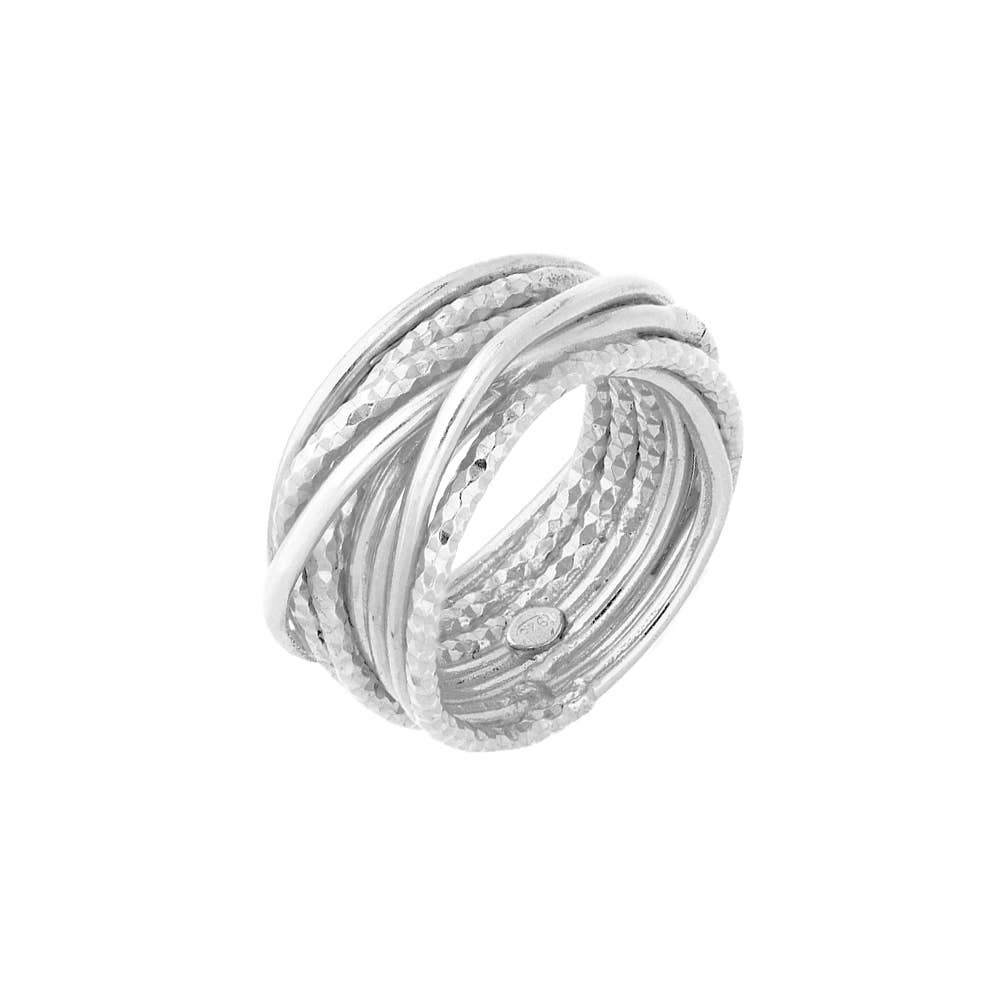 ORUS BIJOUX – wholesale Band/Stackad Ring – Gnistrande silverring med designervarv0
