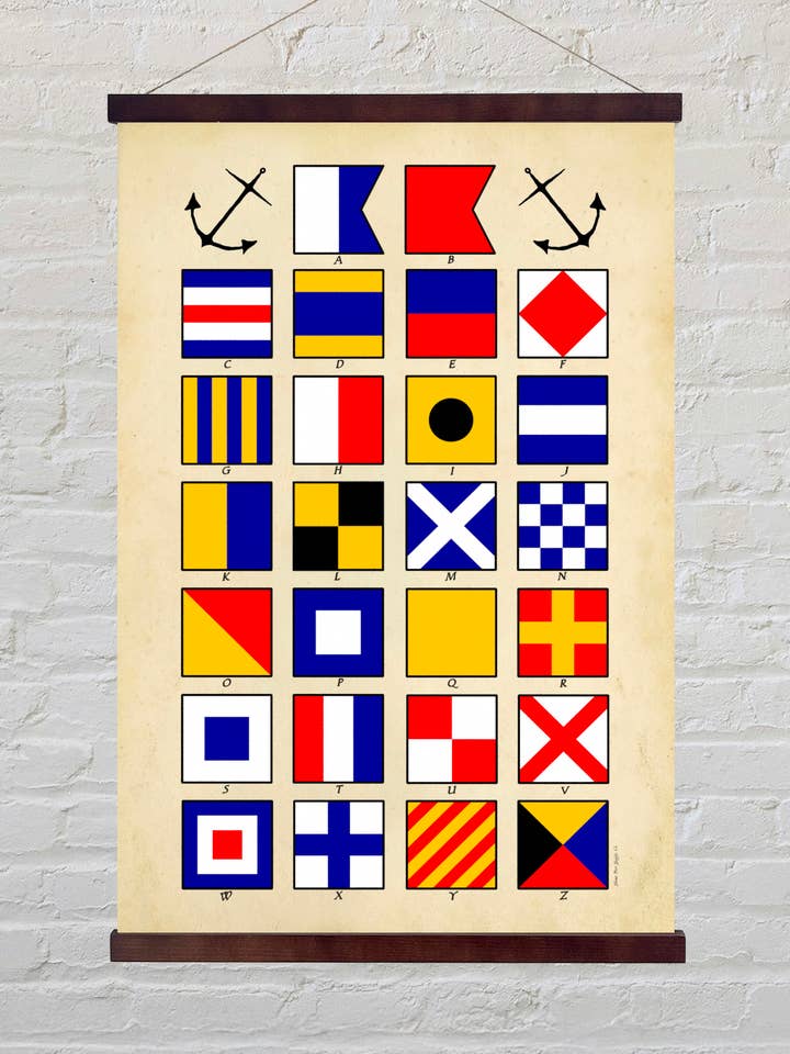 tableau de l'alphabet des pavillons nautiques pour la vente par Home Port Supply Co.