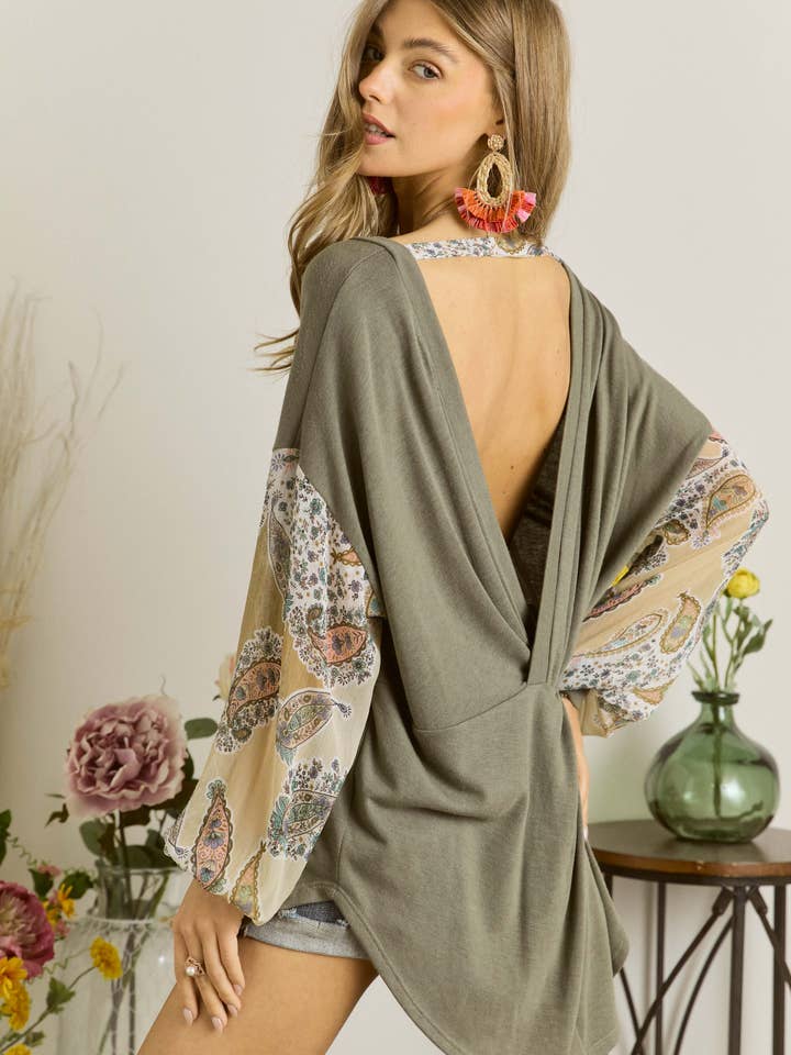 ADORA LA - Wholesale Tunic - Women's - MYT13551C - TWIST OPEN BACK TUNIC TOP
