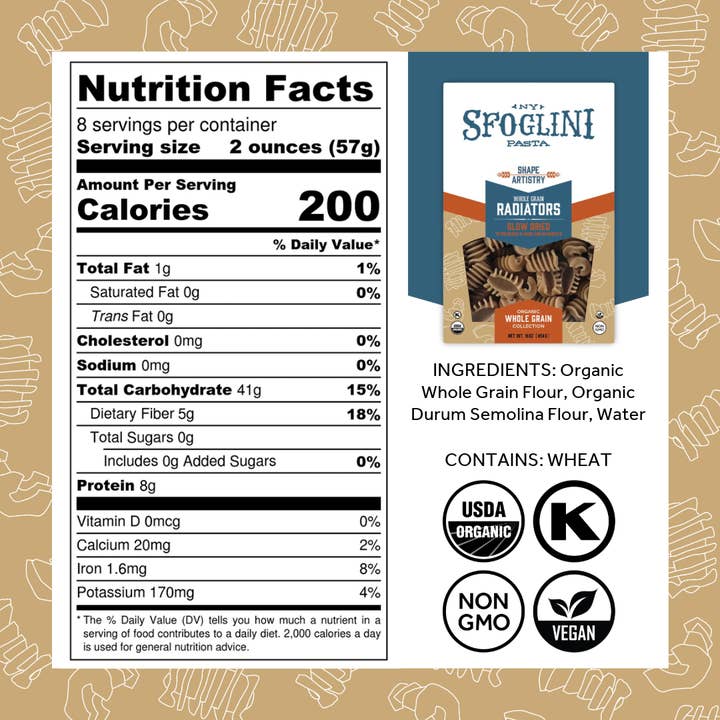 Sfoglini - Wholesale Pasta - Whole-Grain Radiators, Organic Pasta
