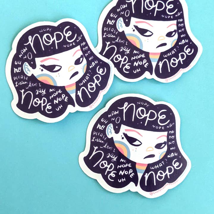 Cheery Human Studios - Wholesale Sticker - Hair Emotions: Nope - Handmade Vinyl Sticker