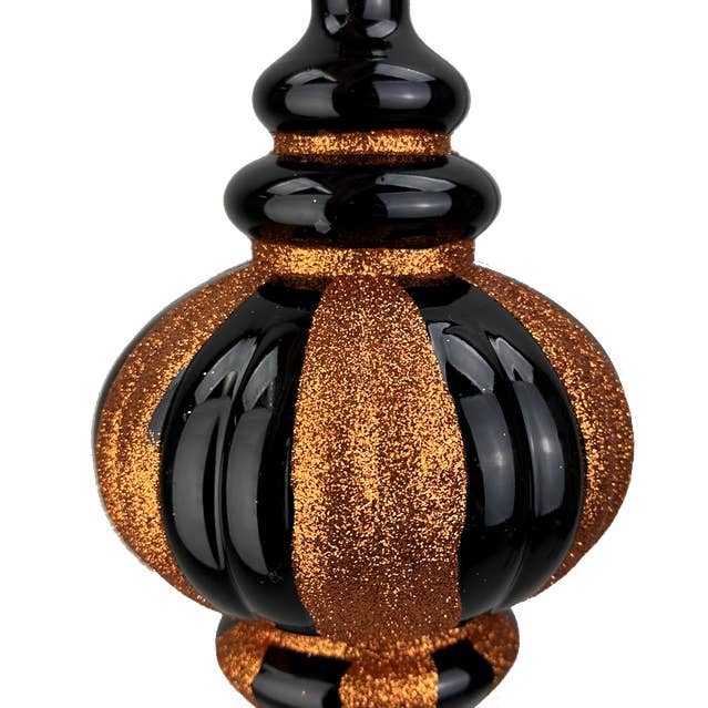 Trendy tree - Wholesale Ornament - H10xDIA4.5 Black and Orange Drop-Shape Ornament 57066BKOR0