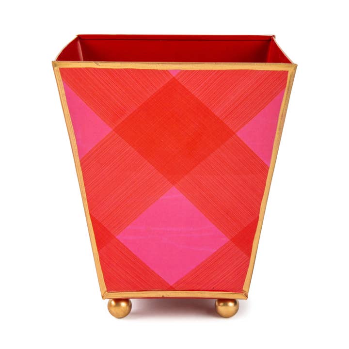 Red Pink Charlotte Buffalo Enameled Square Cachepot Planter 6 for wholesale on Faire