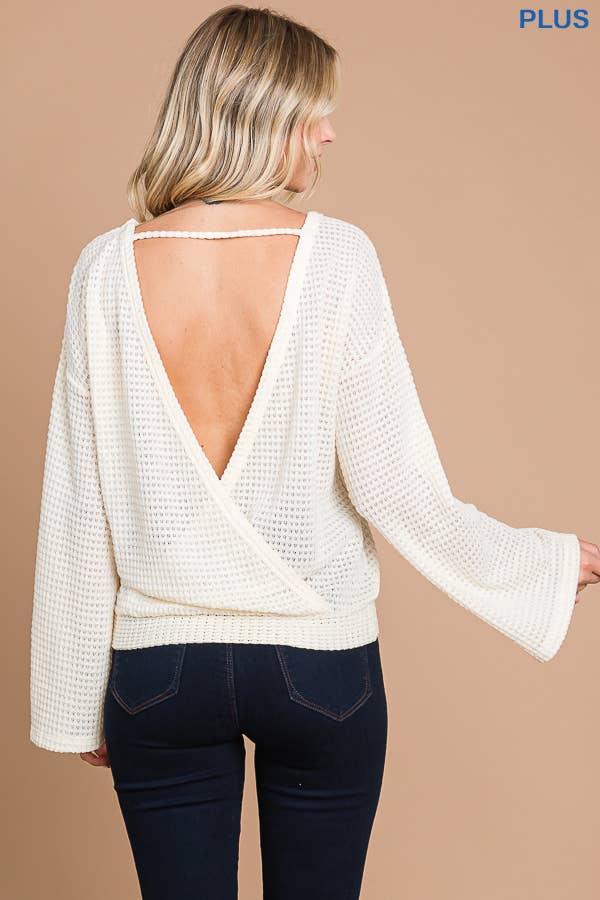 Culture Code - Wholesale Knit Top - Women's - CHT1824LX - SURPLICE BACK DETAIL BELL SLV TOP19