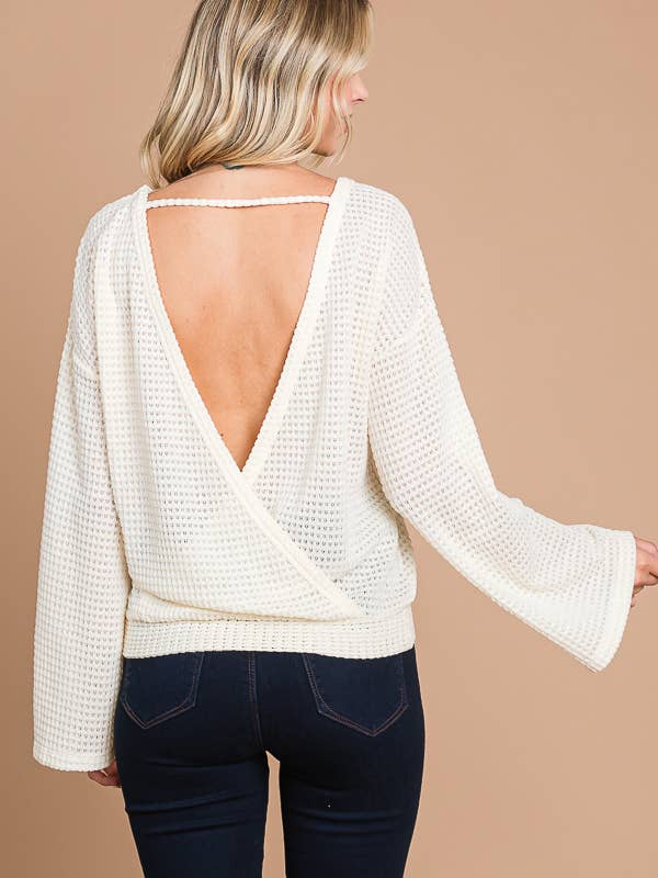 Culture Code - Wholesale Knit Top - Women's - CHT1824LX - SURPLICE BACK DETAIL BELL SLV TOP19