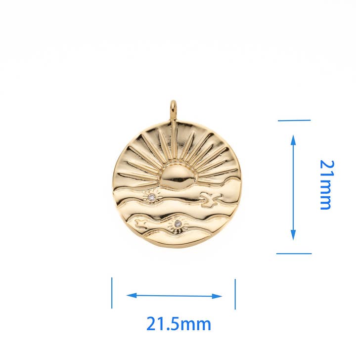Jewel Pledge - Wholesale Individual Charm/Pendant - Sun Ray Pendant,Sunburst Celestial Bohemian CPG20915