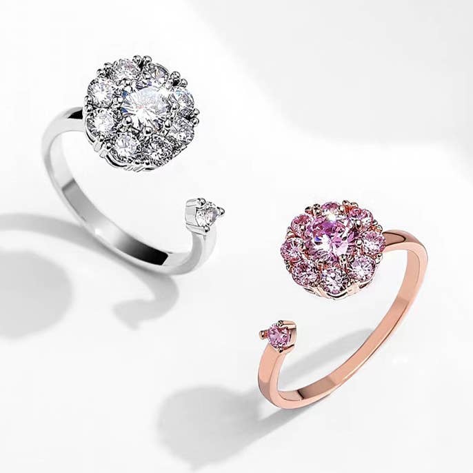 Anello Purple Flower Anxiety Fidget Spinner in rame massiccio per la vendita all'ingrosso da parte di Perimade & Co. LLC