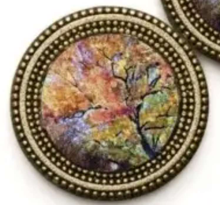 MagneButton - Wholesale Lapel Pin/Button - Jules Tree Print GOLD Magnet Button Pin Set1