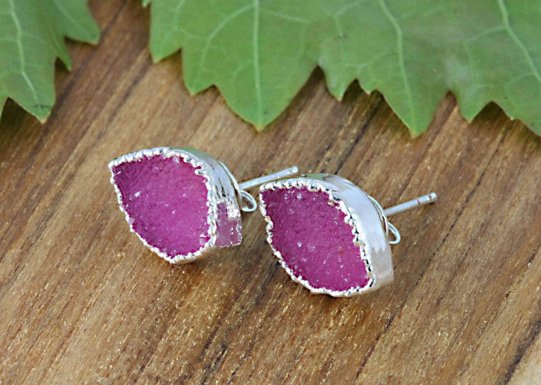 Rock Paradise – wholesale Stud/post earrings – Crystal Druzy Stud Earrings with Gold or Silver Edge4