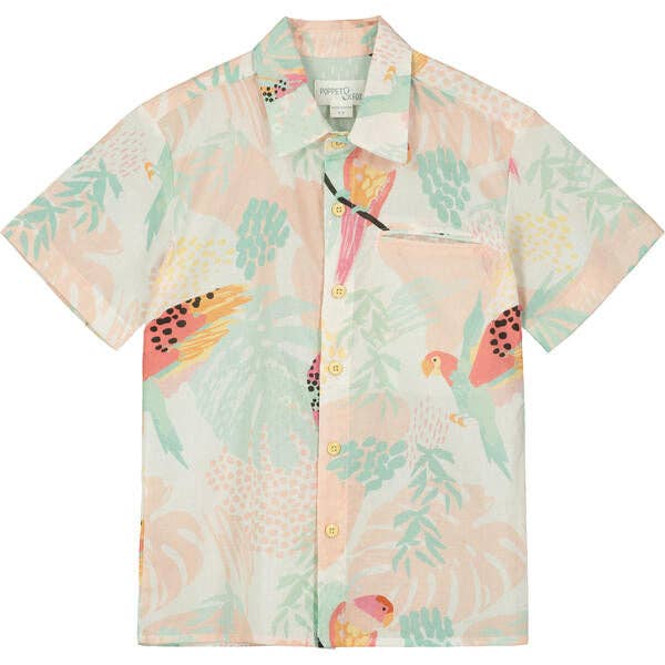 Chemise à manches courtes à col imprimé tropical pour la vente par Poppet & Fox