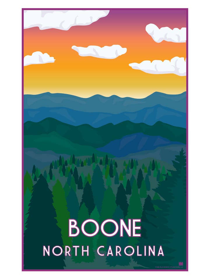 Boone North Carolina Nature Travel Print für den Großhandel von Shell Creek Sellers