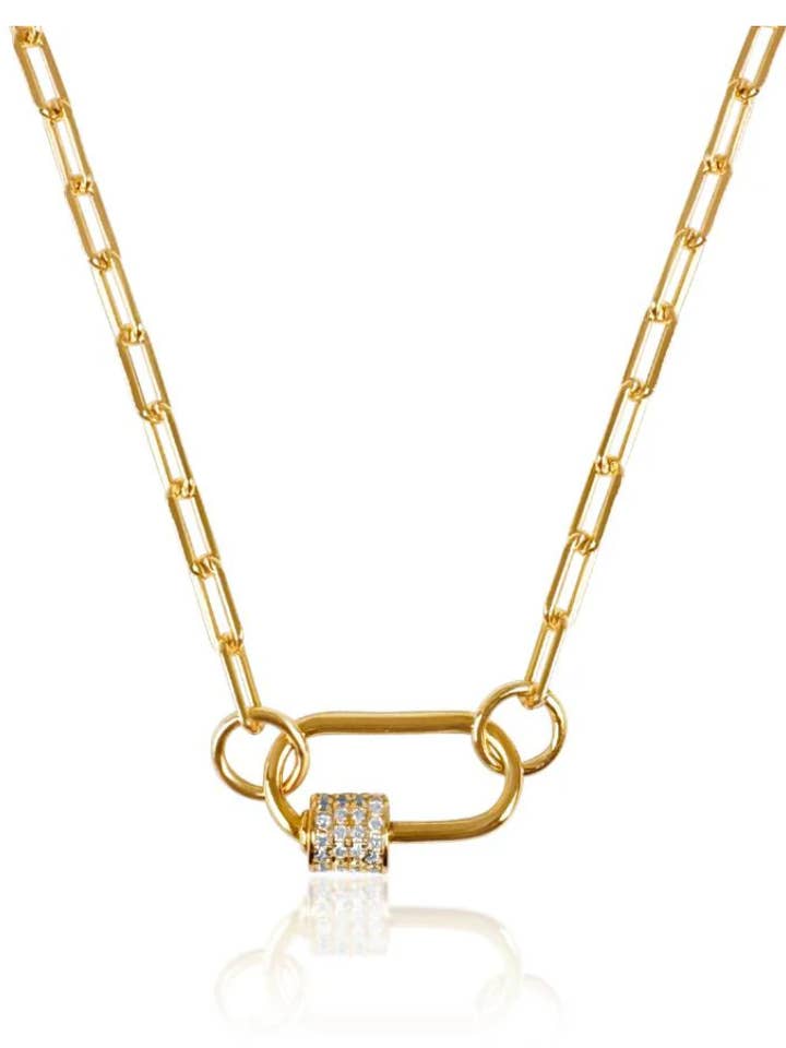 Collier à breloques en acier avec mousqueton et petit trombone pour la vente par HoopLa