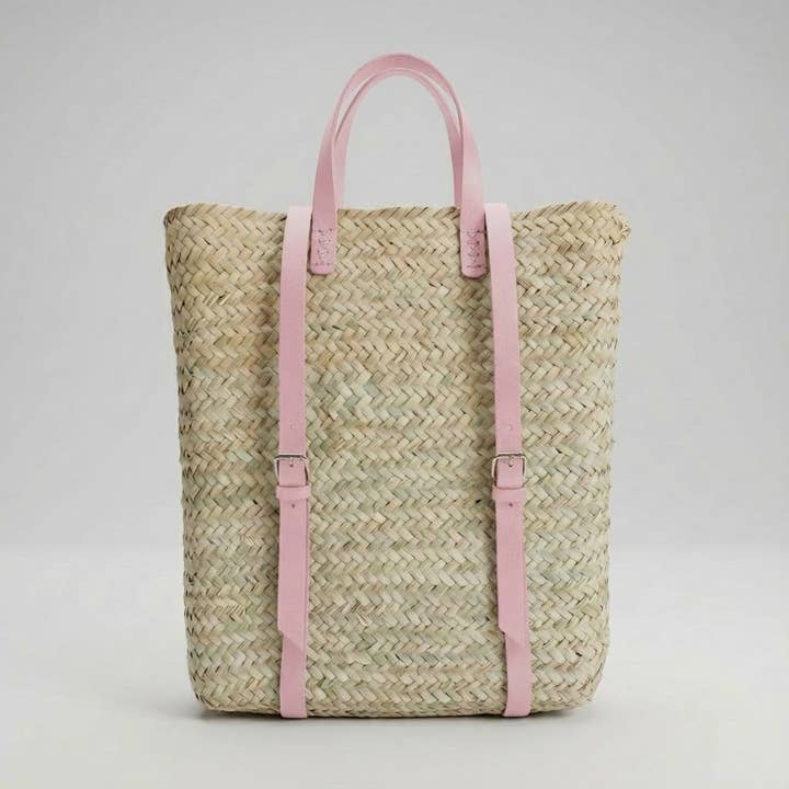 Melecraft - Wholesale Backpack - Women's - Woven Palm Leaf Backpack Leather Straps Boho Market Bag10