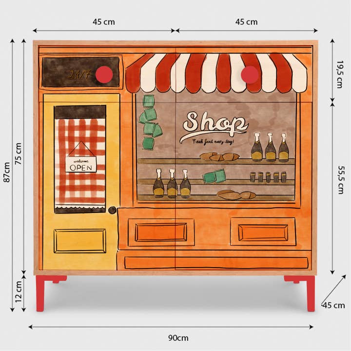 Really Nice Things - Wholesale Bedroom Furniture - Chest of drawers with 2 doors and 2 drawers in oak color and store print2