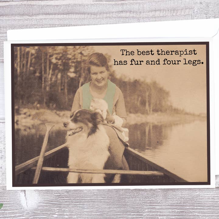 Card. The Best Therapist Has Fur and Four Legs. for wholesale by Raven's Rest Studio