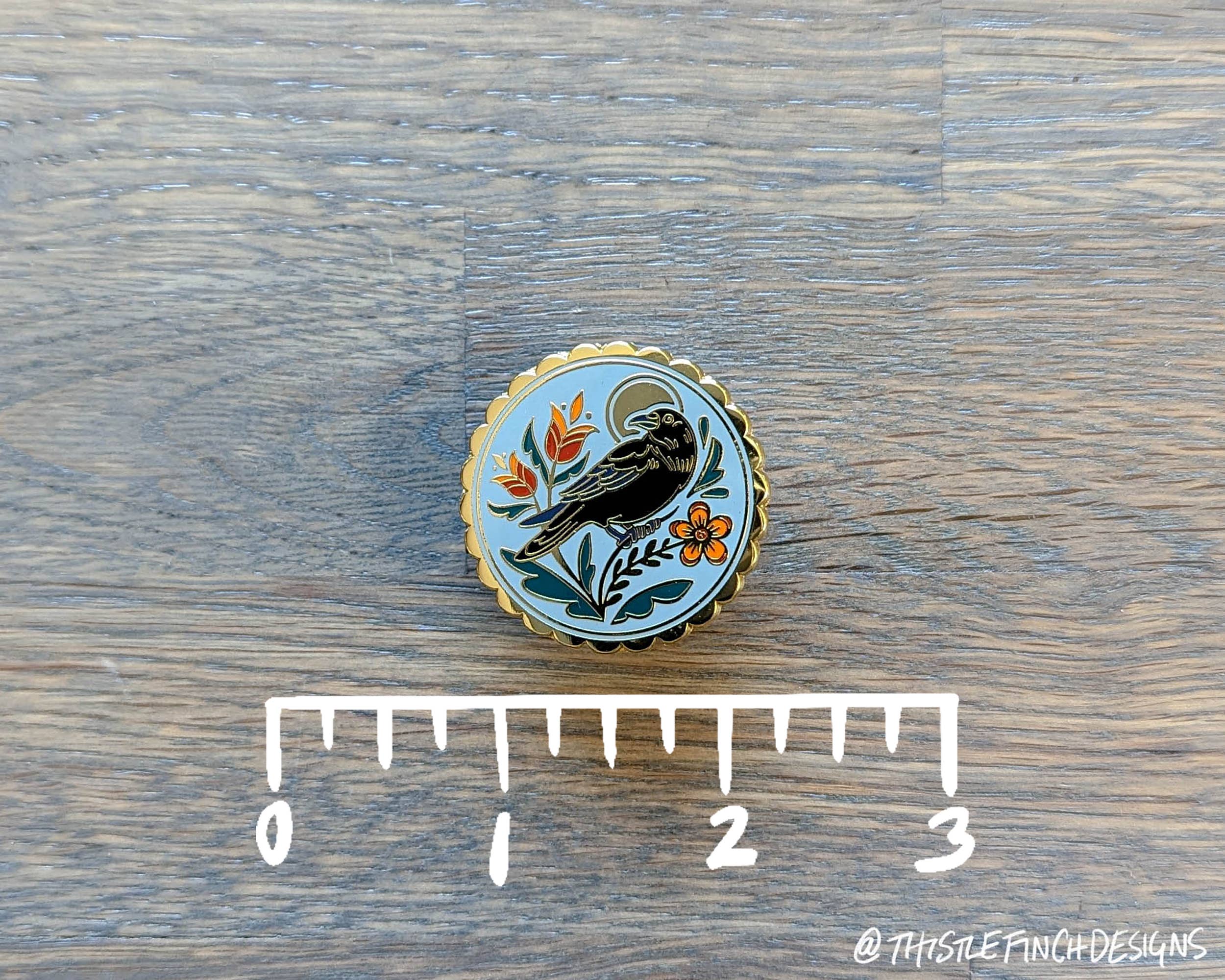 Thistle Finch Designs - Wholesale Lapel Pin/Button - Crow Distelfink PA Dutch Hard Enamel Pin1